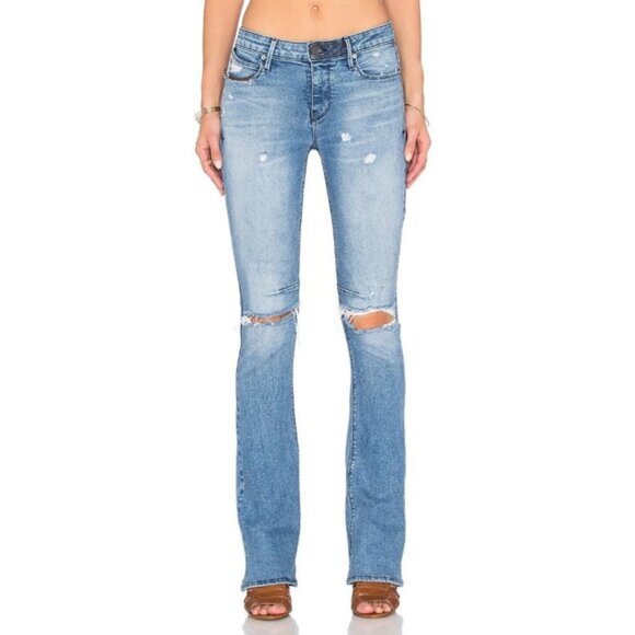 NWT RtA med  wash mid rise distressed flare jeans - Picture 6 of 16